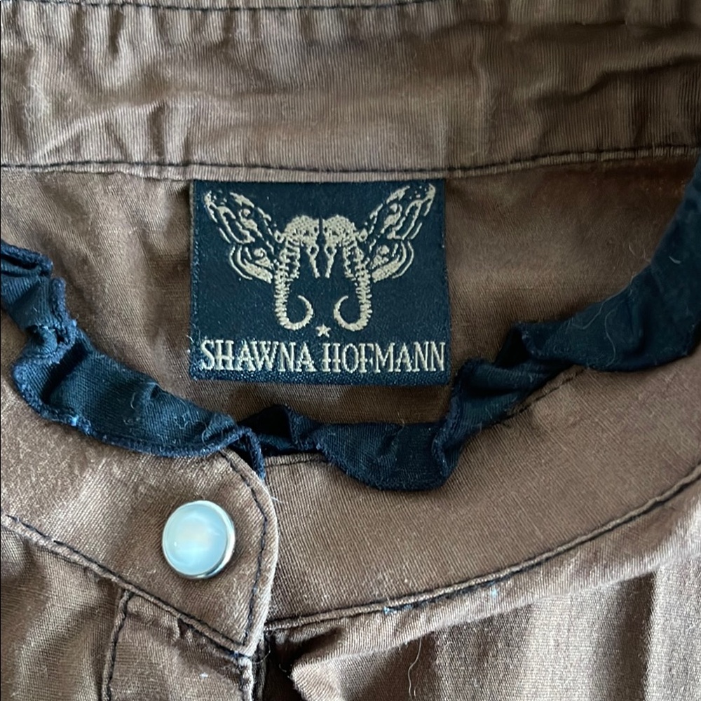 Shawna Hofmann Brown and Black Button Down Shirt western top - Picture 2 of 3